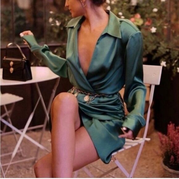 ZARA Heavy Satin Effect Dress NWOT size xs - Picture 2 of 16